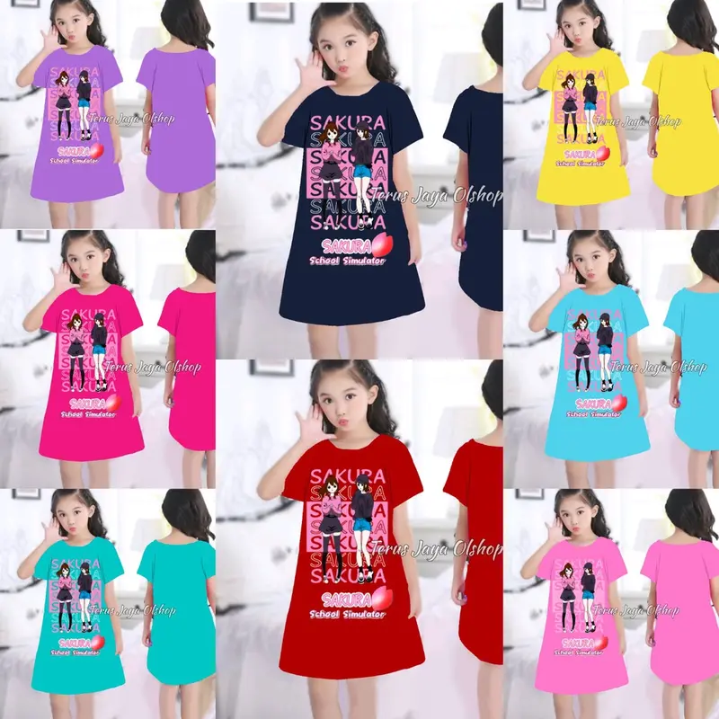 Dress sakura school simulator anak perempuan murah & kekinian motif Sakura School Simulator 1-10 Tahun 0