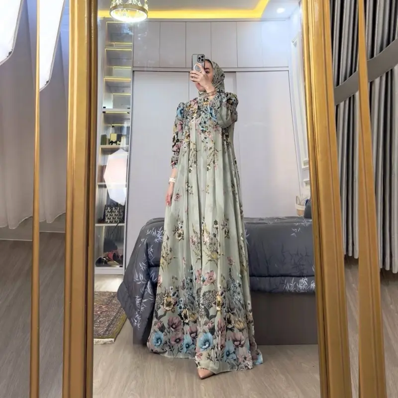 BatikAifa-Gamis Free Hijab Raya Busui Freandly Kancing Depan 1