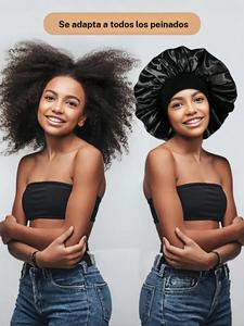 Conjunto de gorro de satín de doble capa, textura similar a la seda, banda elástica para atar, ideal para cabello rizado, gorros cómodos para dormir para todas las estaciones