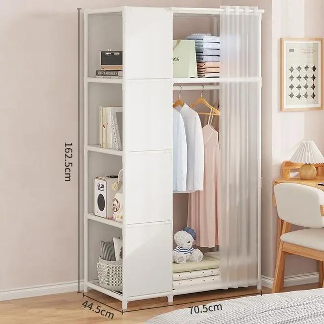 COD SJ Wardrobe Lemari Pakaian Minimalis Rak Multifungsi 2 in 1 Gorden - HM2 Terbaru 6