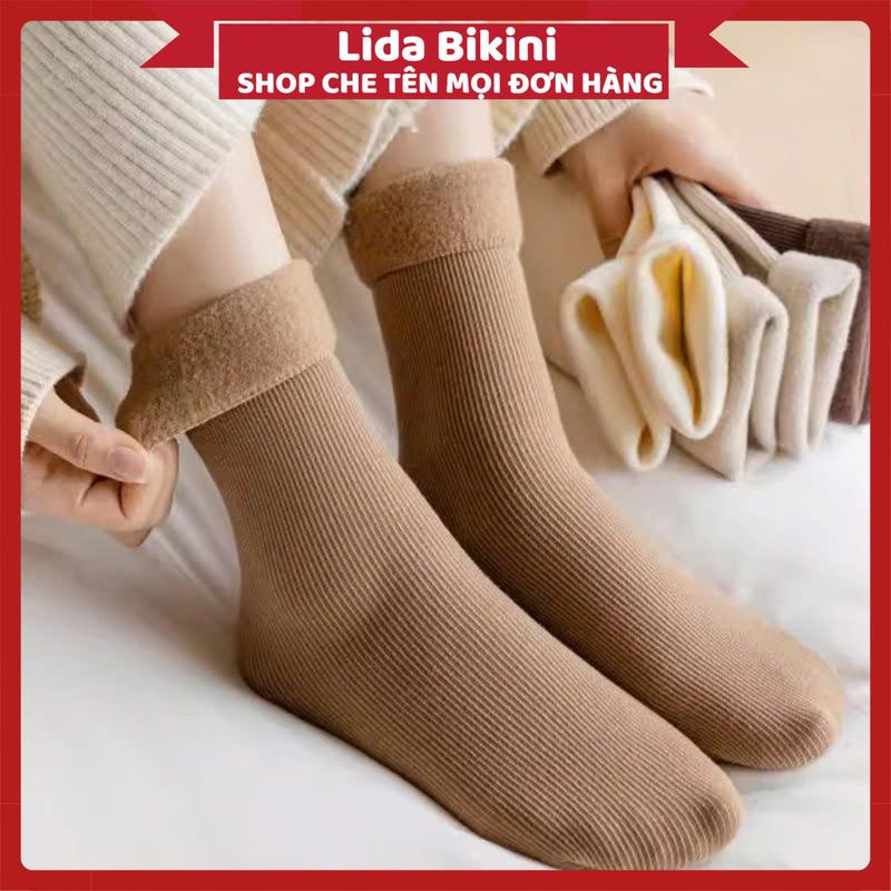 Tất Vỡ Nữ - Set 5 Đôi Tất Vớ Cotton Lót Lông Nỉ Giữ Nhiệt Cao Cổ Siêu Ấm Màu Pastel Mẫu T138 1