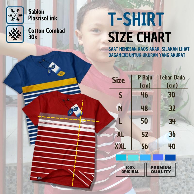 Simplymini 009 Atasan Kaos Anak Laki Laki Lengan Pendek Sablon Depan Stripes Series Warna Maroon 5