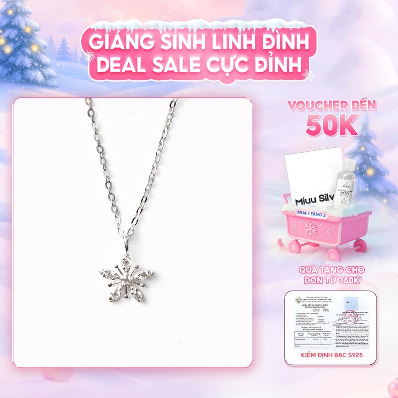 Vòng cổ nữ bạc 925 Miuu Silver hình bông tuyết Snowflakes Necklace