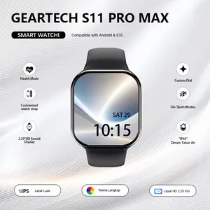 GearTech  2.2" AMOLED Mart Watch 11 Pro Max Original Waterproof GPS NFC Bluetooth Call Wireless Charging Smartwatch Free Wallpaper
