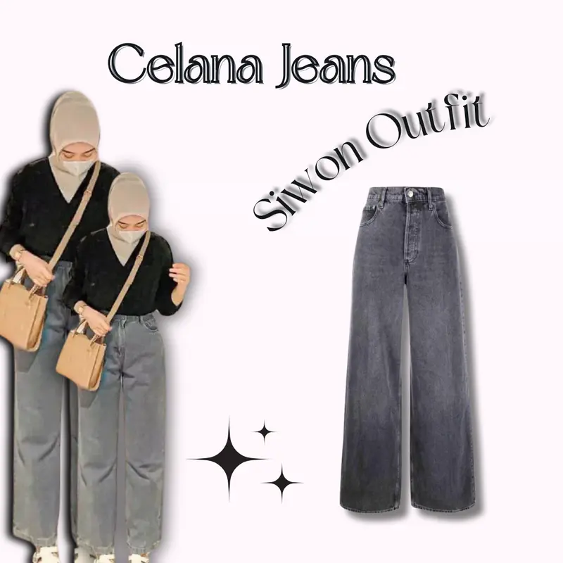 Oneset Kekinian Oneset Kece 3in1 Siwon Outfit (Kemeja Hitam+Jeans snow black+Bella square Khaki)021 2