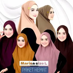PAKET 5 Hijab MARISSA,hijab instan size L/JERSEY premium  ZOYA tebal.