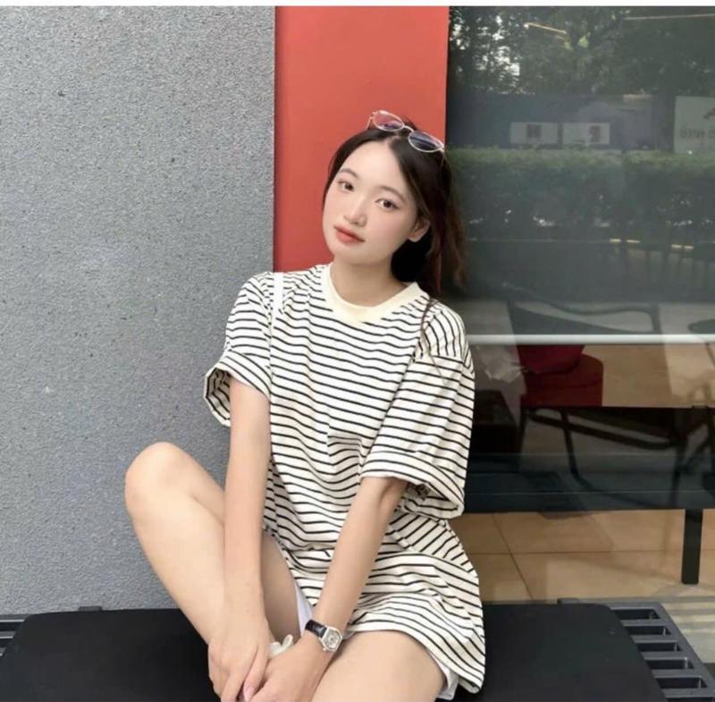 ÁO PHÔNG FOM RỘNG KẺ NGANG CHẤT CONTON LẠNH TẠO CẢM GIÁC MÁT MẺ THOẢI MÁI KHI MẶC M3A