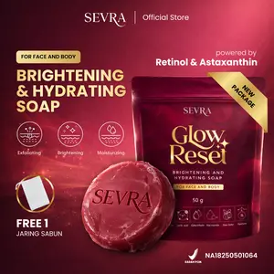 SEVRA Glow Reset Brightening & Hydrating Soap 50gr | Diperkaya dengan Niacinamide, Retinol, & Astaxanthin | Sabun Pencerah Kulit Badan & Wajah