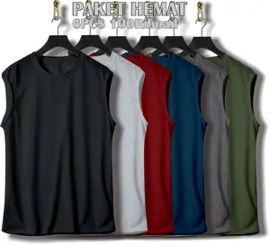 PAKET HEMAT Kaos Singlet Lekbong Pria Distro 6pcs 100 Ribuan Keren Polos