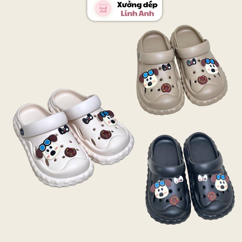 LA045- Dép sục nữ kèm sticker cún du mục sục nữ chất liệu cao su EVA đế cao 3,5cm dép sandal kiểu dáng basic chống trơn trượt phù hợp đi học đi làm