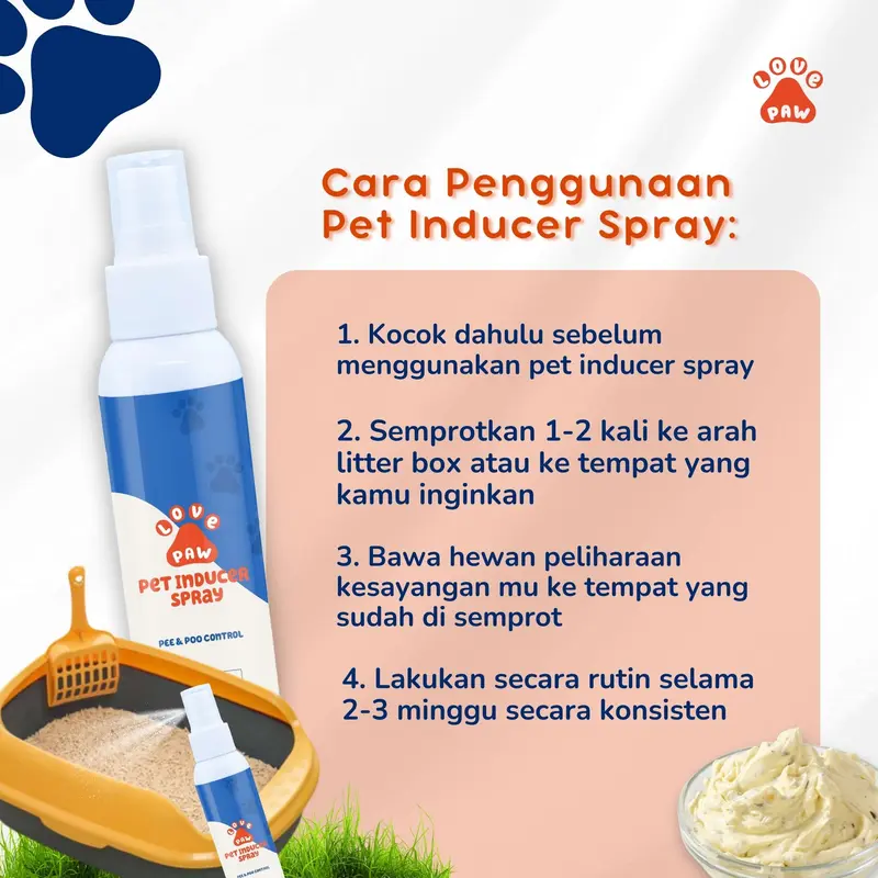 [ BELI 5 FREE 3 ] Love Paw - Spray Untuk Melatih Pipis Dan Pup Kucing Hewan Peliharaan 100ml - Pet Inducer Pee & Pop Training Spray hewan peliharaan spray perlengkapan kucing peralatan kucing kucing asli pet odor anti kucing pup pipis sembarangan penghila 4