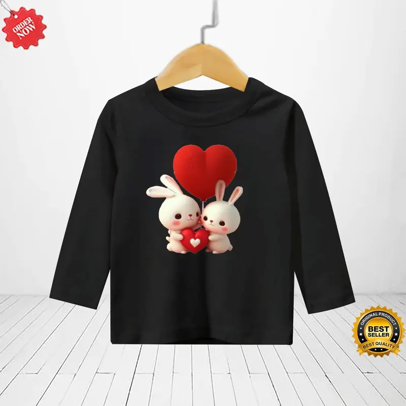 kaos motif rabbit/pakaian anak perempuan lengan panjang umur 1-12 tahun 086 5
