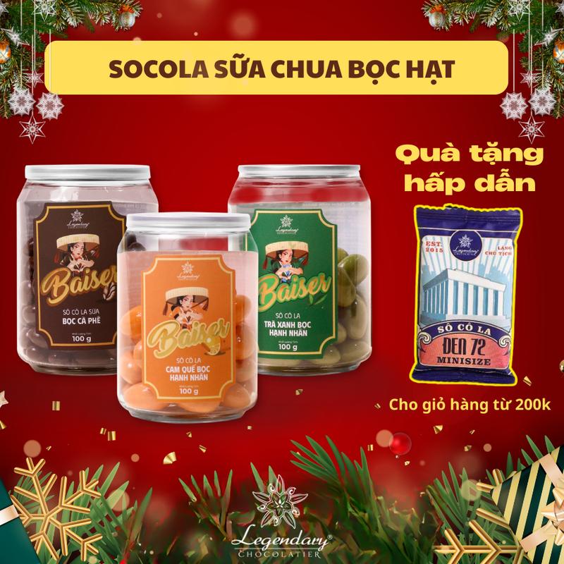  Socola bọc hạt ăn kiêng ít ngọt - Đồ ăn bánh kẹo ăn vặt healthy ít calo - Baiser Legendary Hộp 100g 