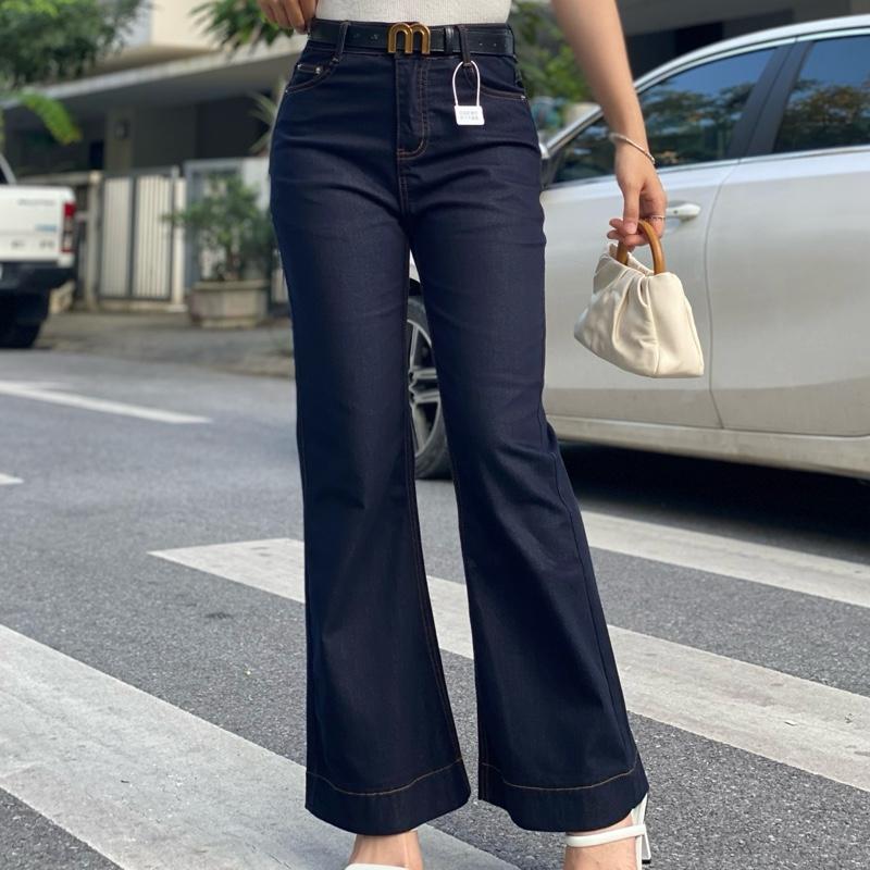   FORM NHỎ  QUẦN JEAN NỮ QC ỐNG LOE NHẸ ÍT GIÃN MÀU XANH ĐEN CHÂN VẢI MÀI LÔNG MỀM MẠI 8089 