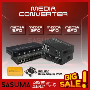 SASUMA Media Converter 6 Port FO 2 Port Lan Fiber optic Switch Optic 6 SC 2