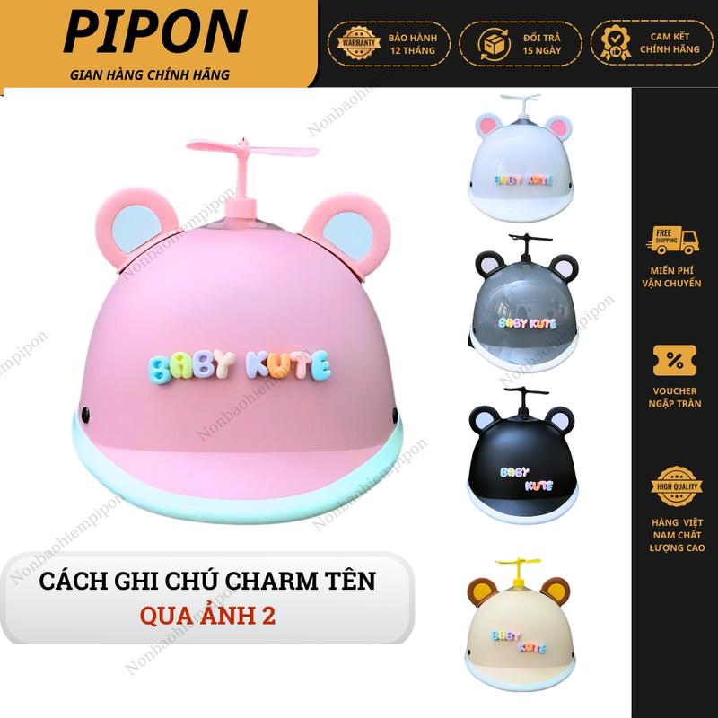  Nón bảo hiểm Cá Heo cho bé 1-4 tuổi và 5-12 tuổi phối Phụ Kiện Tai Gấu Charm Chữ siêu xinh.  Mũ bảo hiểm BH 12 tháng 
