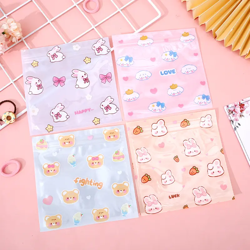 TSA (COD) Zip Lock Tas Cookie Mini Gambar Karakter Plastik Ziplok Plastik Kemasan Permen Kue Serbaguna Plastik Kemasan Mini 13.5cm  Plastik Klip S 6