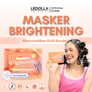 LEDOLLA - Masker Brightening Licorice & Vitamin C Face Mask |  Masker Wajah Mencerahkan & Menyamarkan Bekas Jerawat PIE | Whitening Masker Organik | Niacinamide | Memudarkan Dark Spot | Masker Untuk Mencerahkan Wajah Kusam | Skin Care BPOM | Free Spatula