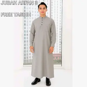 jubah pria dewasa lengan manset kancing snap Muslim Gamis Panjang