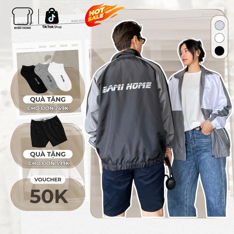   OUTLET T12  Áo khoác nam unisex cổ đứng vải dù 2 lớp phối màu độc lạ Áo khoác dù đi mưa cản gió chống nắng BAMI HOME STORE -AKD02 Menswear Jacket 