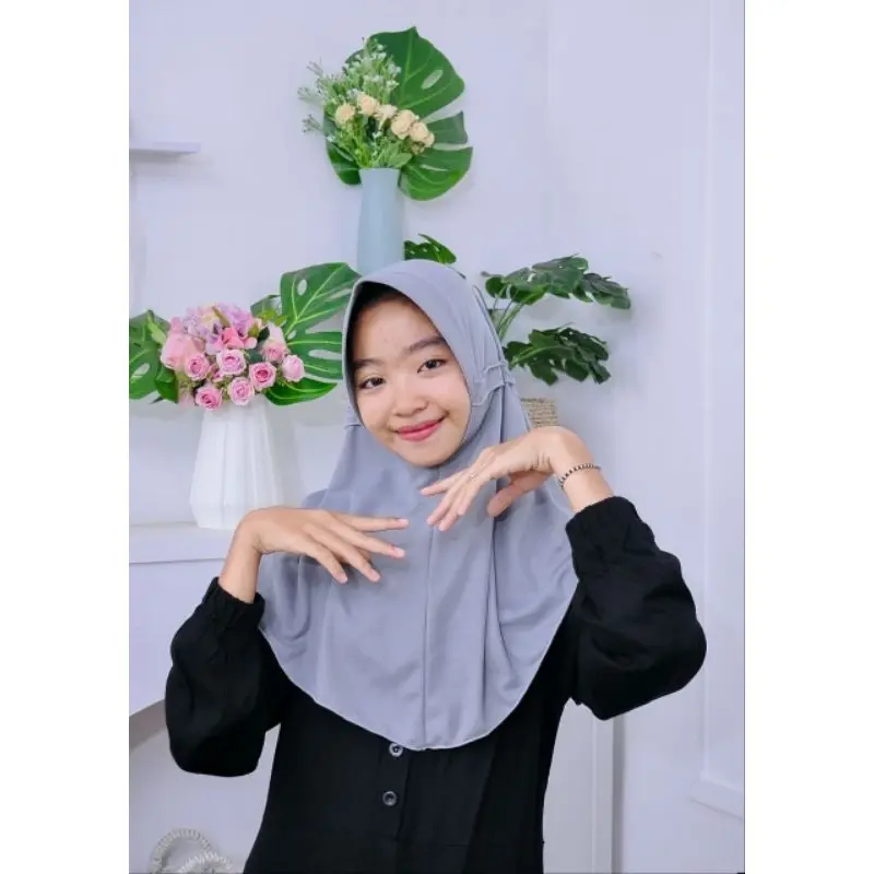 Kerudung anak sekolah tk sd smp smu jilbab bergo dewasa hijab sarung geblus instan anak 02 Cantik Nyaman Katun Muslim Serut Pita 6