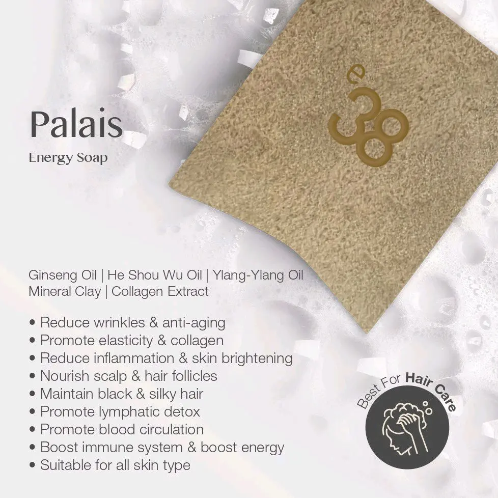 e38 Energy Soap Palais 100g - 100% Natural Aromatherapy, Organic, Healthy Scalp, Silky Hair, Prevent Hair Loss, Scalp Itchy