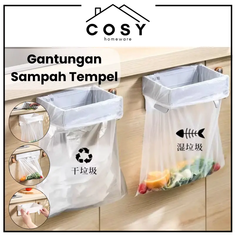 COSY Gantungan Sampah Meja Kerja Penjepit Kantong Plastik Sampah Tempel Dapur Kamar Mandi Pembuangan Praktis Tempel Laci Dinding Serbaguna