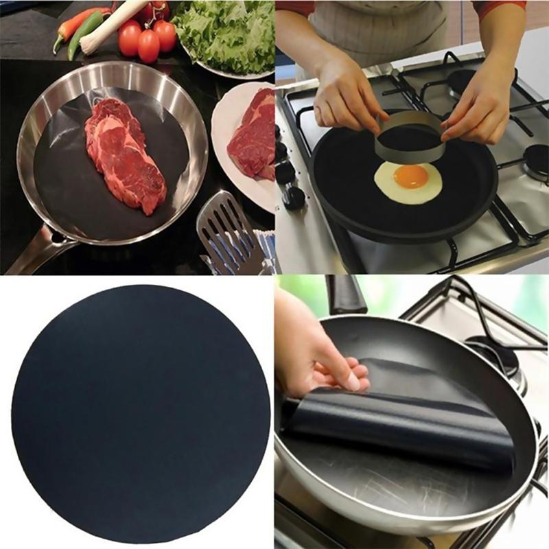 Mju Kitchen 2 chiếc Thực tế Sợi thủy tinh + phủ PTFE Tấm lót chảo rán Đen Vòng…