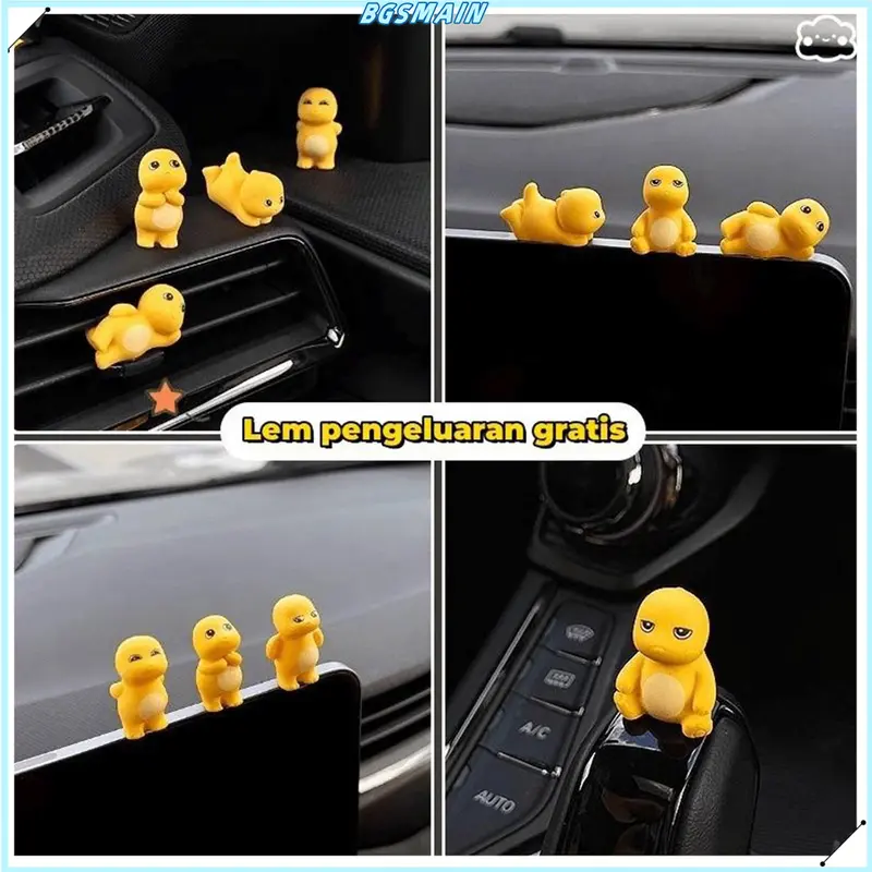 6pcs Mini Figure Nailong Dino Kuning/Dekorasi kartun/hiasan kamar tidur/hiasan mobil lucu nailong/Dekorasi Mobil Populer Lucu Dasbor Mobil Mainan 0