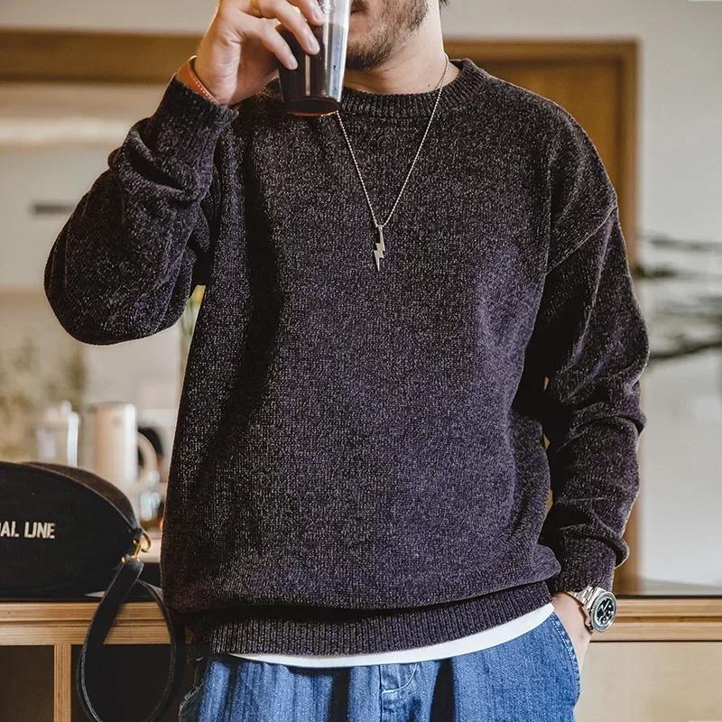  MADEN Áo Len Thường Ngày Chất Liệu Chenille Cổ Tròn Hàng Len Dành Cho Nam Giới Thân Thiện Với Làn Da Ấm Áp Áo Chui Đầu Cơ Bản Có 3 Màu Có Sẵn Ấm Cúng Và Mềm Mại Thích Hợp Cho Nam Giới Trang Phục Hàng Ngày 