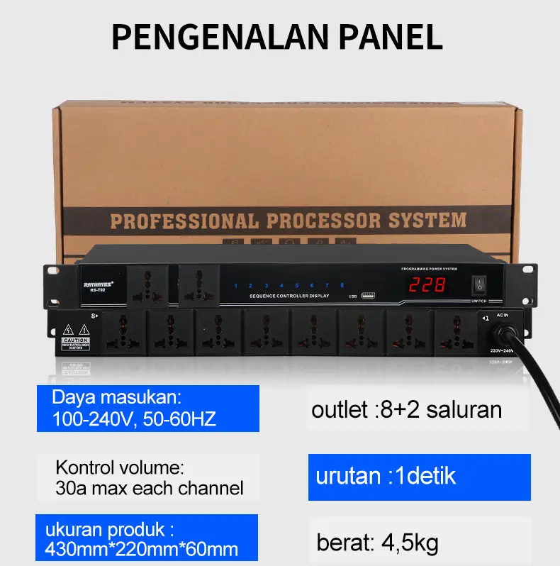 RAYHAYES Pengontrol Urutan Daya Power Sequence Controller Conditioner Power Supply Regulator 8/10 saluran 8