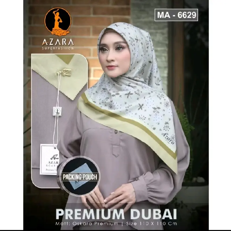 Alka - ( 7 hijab ) AZARA POUCH SEGIEMPAT MOTIF // BISA REQUEST WARNA // BAHAN VOAL DUBAI ( LOGO BESI AZ + HANGTAG ) 0