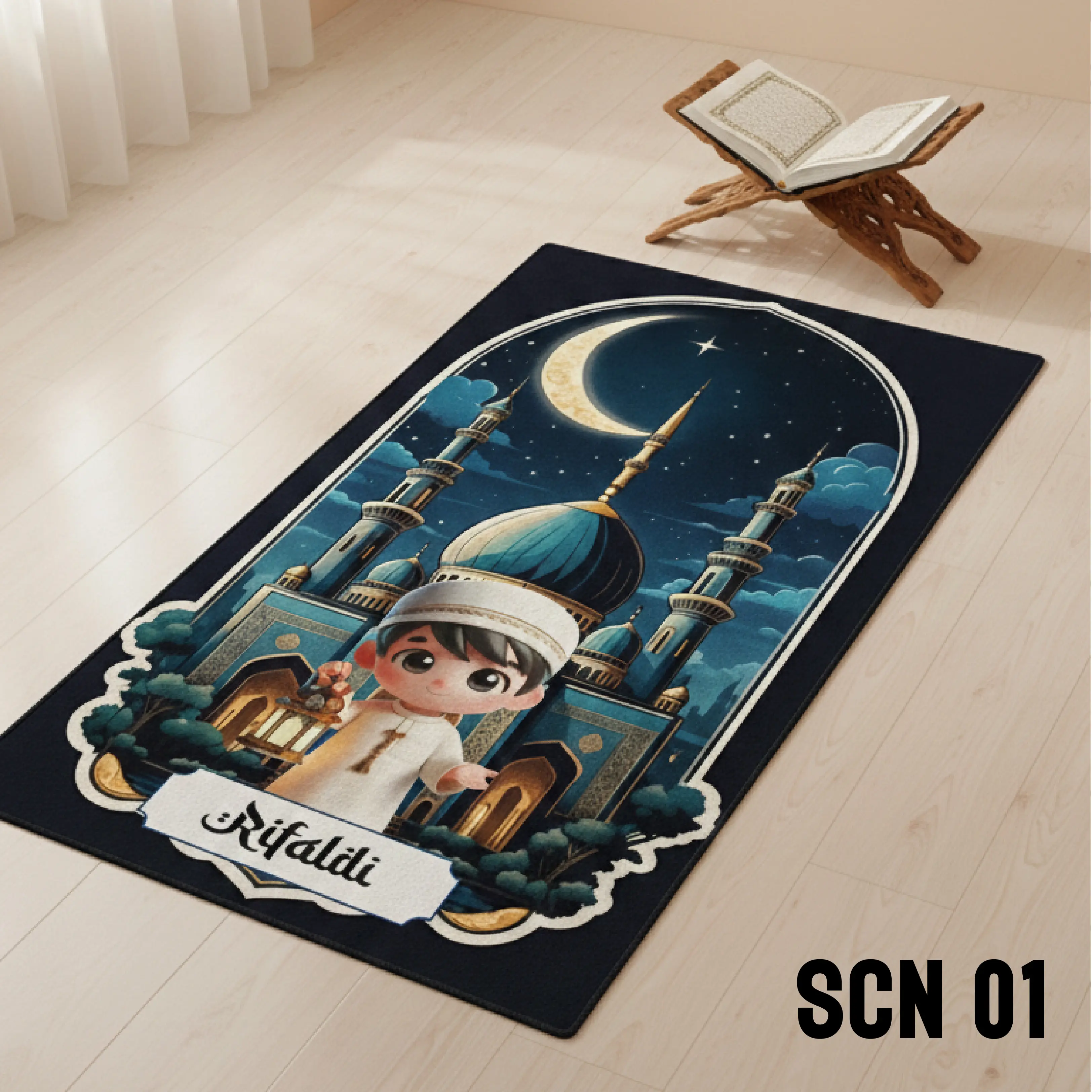 Sajadah anak custome nama karakter lucu dan unik