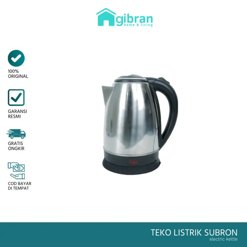 SUBRON Teko Listrik Electric Kettle Teko Elektrik Stainless Pemanas Air Kapasitas 2 Liter