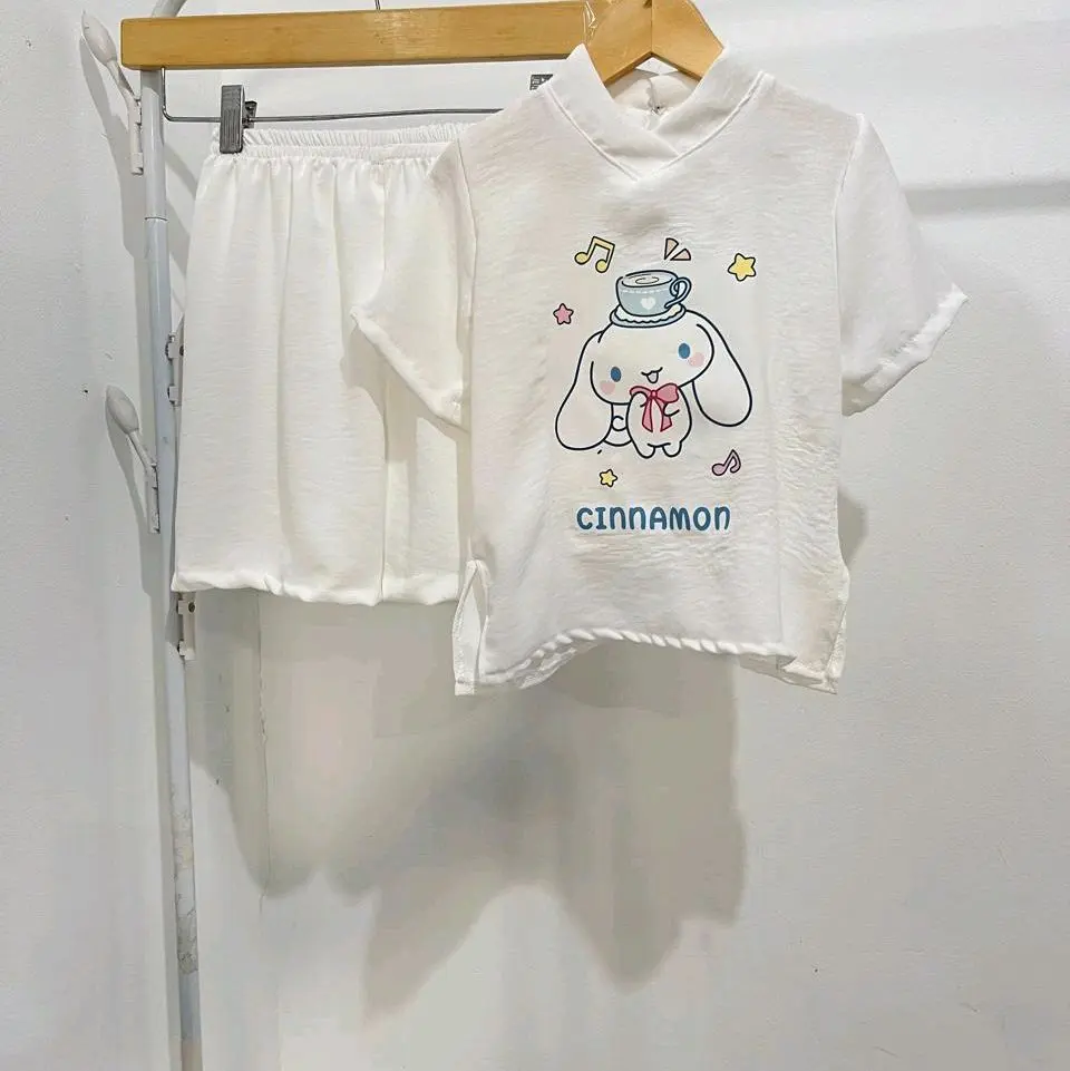 Setelan Pendek Sablon Anak Perempuan / One Set Sablon CINAMON usia 1-8 tahun