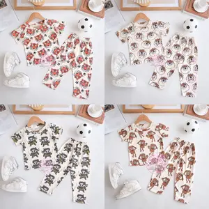 Owlet - setelan anak laki laki / piyama anak bergambar / piyama panjang / baju tidur anak / setelan motif full motif 1-7thn Lengan pendek