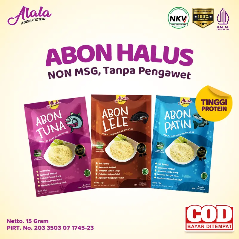 [PAKET BUNDLING HEMAT 3 PCS] ALALA Abon Bayi  8 Bulan -  Makanan Bayi Tidak Pedas - Abon Alala 15gr Abon MPASI Bubuk Powder Tabur 4