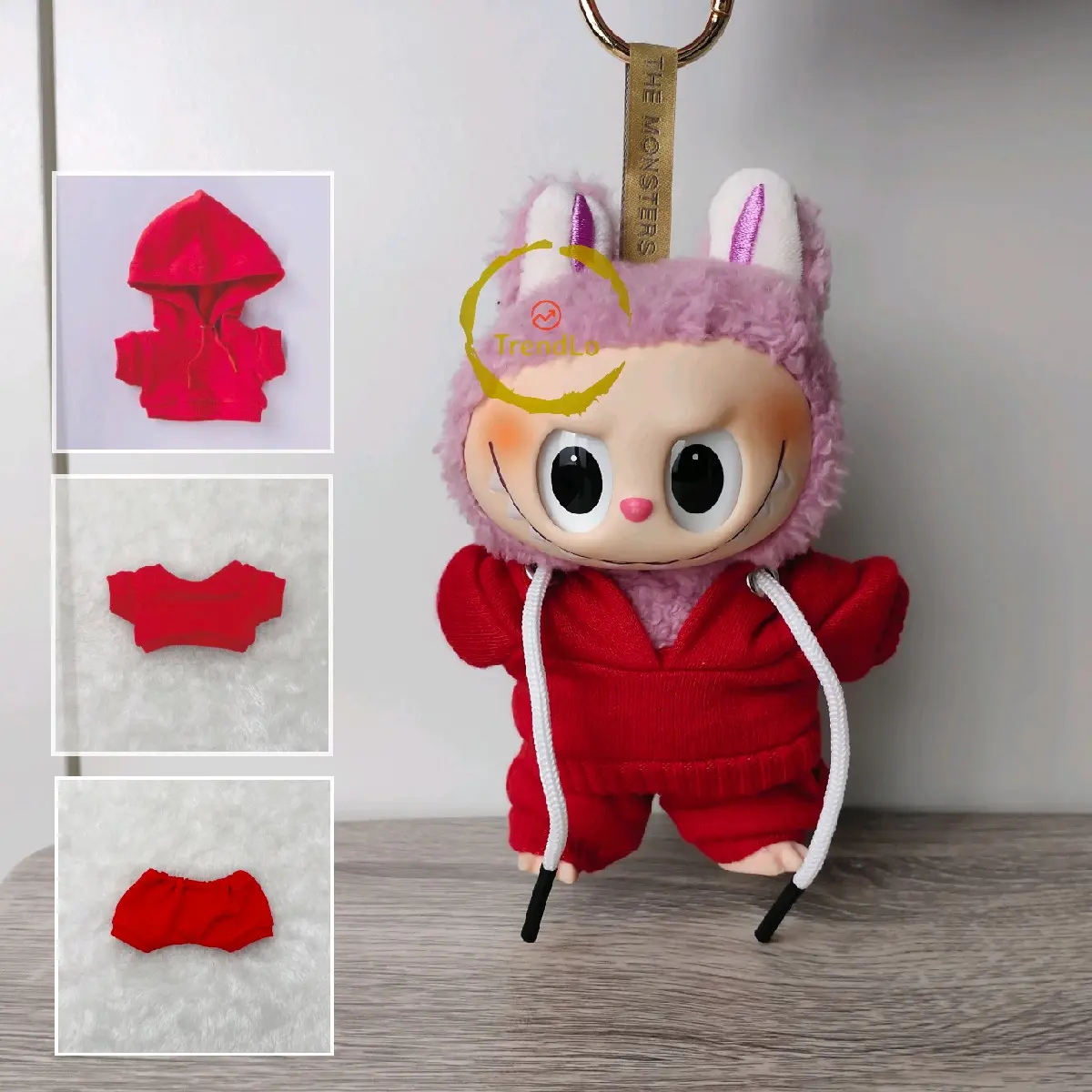 Aksesoris Pakaian Boneka Labubu Warna Merah Ukuran 8cm Baju Buatan Tangan Hoodie + Sweater + Celana - Doll Toys Hadiah