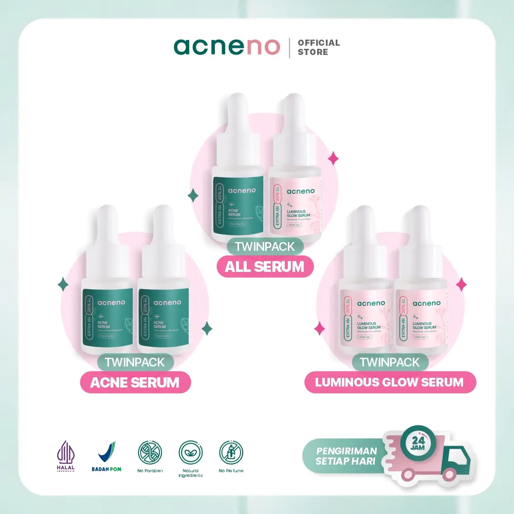 [LEBIH MURAH] Bundling isi 2 Serum Perawatan Jerawat dan Bekas Jerawat - 12ml/pcs | Perawatan Wajah Berjerawat Bruntusan dan Perawatan Pencerah Flek Bekas Jerawat