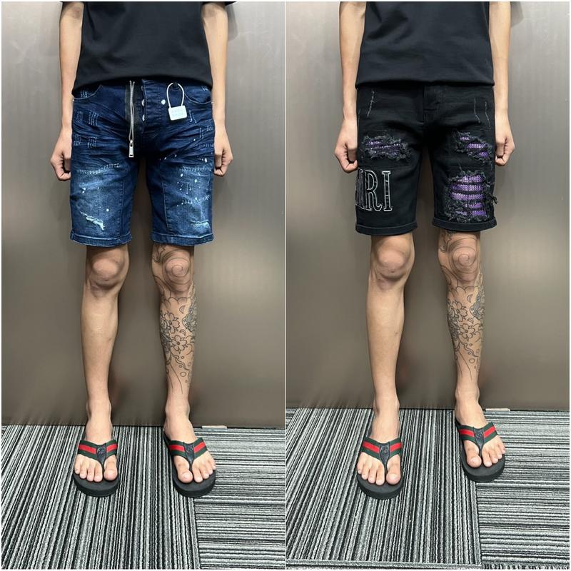 Quần short jean nam xanh khoá lệch hở new 2025