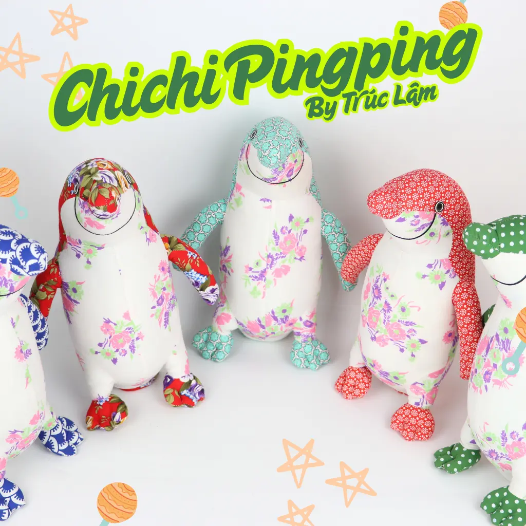 Đồ Chơi Cho Bé Thú Nhồi Bông Hình Con Chim Cánh Cụt Ngộ Nghĩnh Chichi Vải Hoa Bông Gòn Cao CấP THU55 Trúc Lâm Handmade