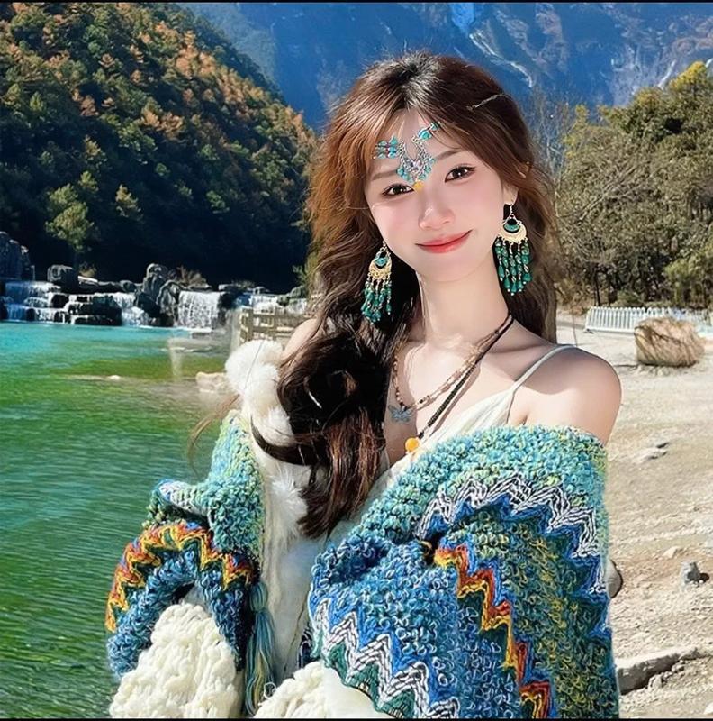 (HÀNG QC) Áo len kiểu nữ AL685 chất dệt kim họa tiết khoác choàng thổ cẩm Mông Cổ form rộng thu đông Hàn Quốc Kozoda