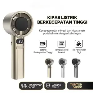 [Mskshop] Kipas Angin Portable Genggam Strong Cooling Turbo Fan High Speed  Gear Wind Digital Display TYPE C