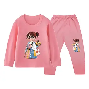 Baju Tidur Anak Perempuan Gambar 3D Piyama Setelan Panjang Ukuran 1-10 Tahun Katun Lengan Panjang 2555