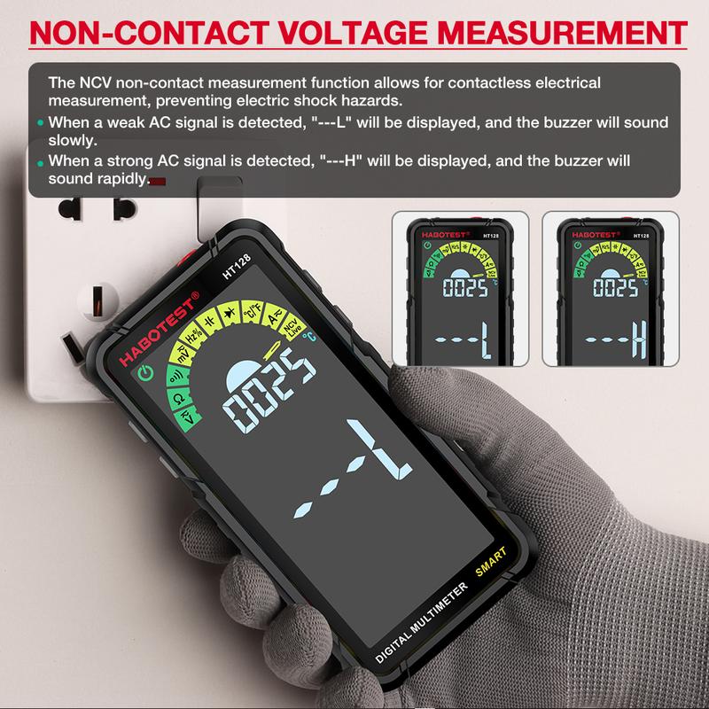 Product Introduction of HABOTEST HT128 Smart Digital Multimeter Rechargeable Non-Contact Touch Screen Multimetro Tester transistor 6000 Counts True RMS NCV Auto Range DC/AC Voltmeter 37