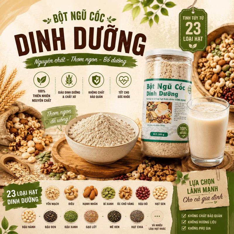 Bột Ngũ Cốc Dinh Dưỡng Cao Cấp | 23 Loại Hạt Xay Mịn, Dùng Hằng Ngày Phố Núi…