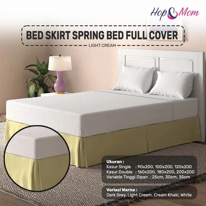Rok Kasur Bed Skirt Hotel Bahan Katun - Hop & Mom 4