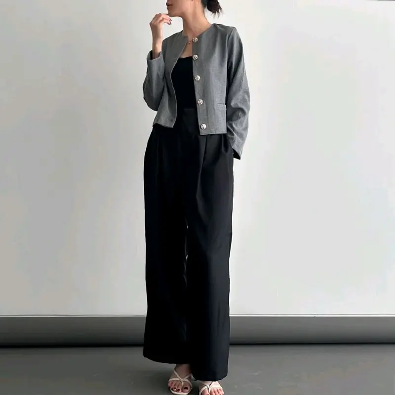 Crop Blazer Korean Style – Cardigan Outer Atasan Wanita | Premium Semi Wool Casual & Semi Formal Stylish 7