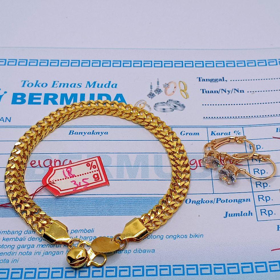 gelang tikar free anting emas muda 3,75 free surat