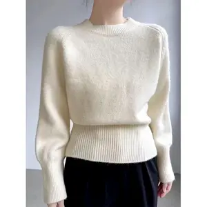 Gemma Sweater Rajut Wanita Model Ban Bawah Knitwear Top Atasan Baju Basic Warna Cream Stylish